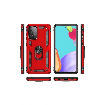 Samsung Galaxy A52 Kılıf Sofya Yüzüklü Silikon Kapak - Kırmızı