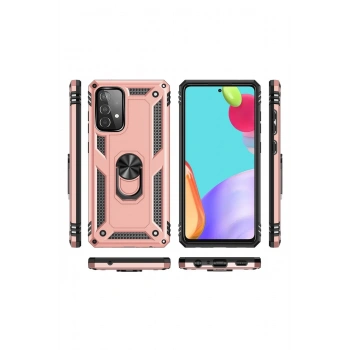 Samsung Galaxy A52 Kılıf Sofya Yüzüklü Silikon Kapak - Rose