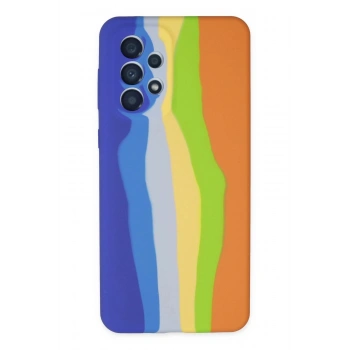 Samsung Galaxy A53 5G Kılıf Ebruli Lansman Silikon - Mavi-Turuncu