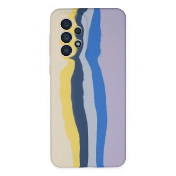 Samsung Galaxy A53 5G Kılıf Ebruli Lansman Silikon - Sarı-Lila