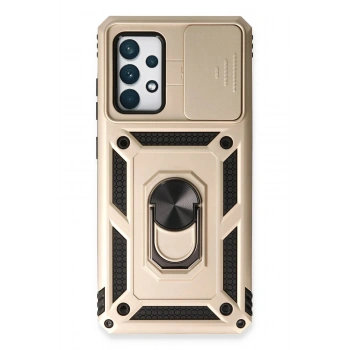 Samsung Galaxy A53 5G Kılıf Pars Lens Yüzüklü Silikon - Gold