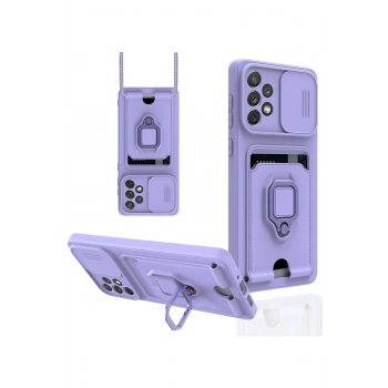 Samsung Galaxy A53 5G Kılıf Zuma Kartvizitli Yüzüklü Silikon - Lila