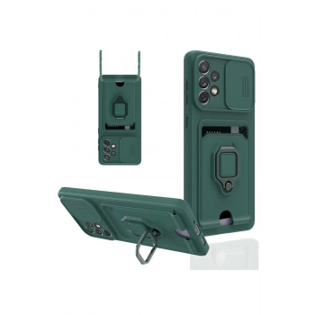 Samsung Galaxy A53 5G Kılıf Zuma Kartvizitli Yüzüklü Silikon - Yeşil