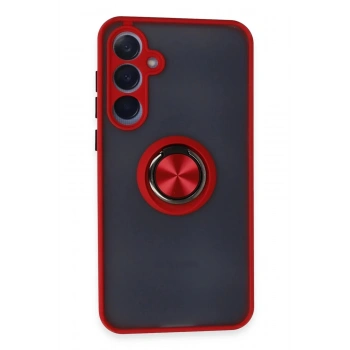 Samsung Galaxy A55 5G Kılıf Montreal Yüzüklü Silikon Kapak - Kırmızı