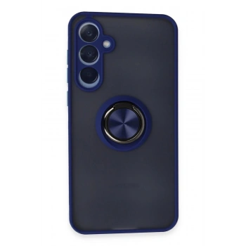 Samsung Galaxy A55 5G Kılıf Montreal Yüzüklü Silikon Kapak - Lacivert