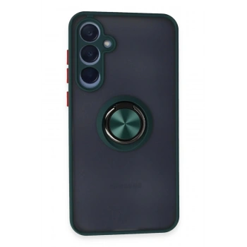 Samsung Galaxy A55 5G Kılıf Montreal Yüzüklü Silikon Kapak - Yeşil