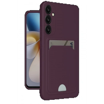 Samsung Galaxy A56 Kılıf Kelvin Kartvizitli Silikon - Derin Mor