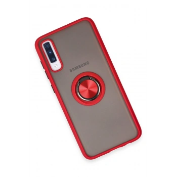 Samsung Galaxy A70 Kılıf Montreal Yüzüklü Silikon Kapak - Kırmızı