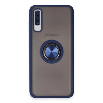 Samsung Galaxy A70 Kılıf Montreal Yüzüklü Silikon Kapak - Lacivert