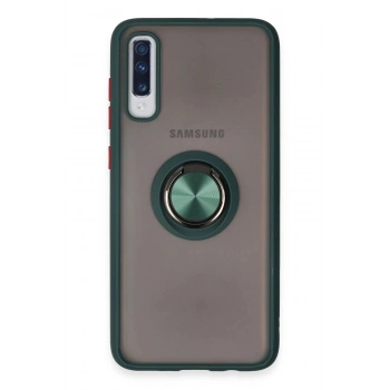Samsung Galaxy A70 Kılıf Montreal Yüzüklü Silikon Kapak - Yeşil