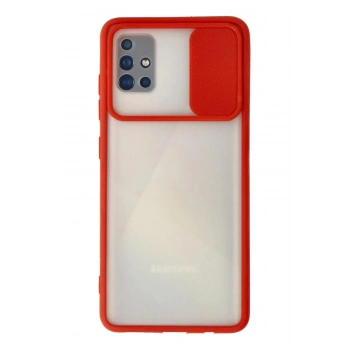 Samsung Galaxy A71 Kılıf Palm Buzlu Kamera Sürgülü Silikon - Kırmızı