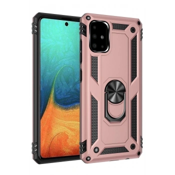 Samsung Galaxy A71 Kılıf Sofya Yüzüklü Silikon Kapak - Rose