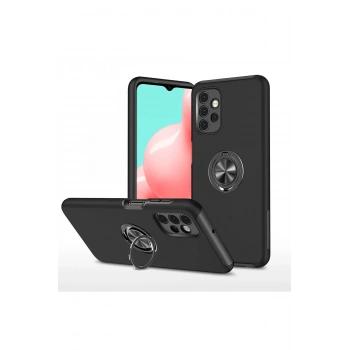 Samsung Galaxy A72 Kılıf Elit Yüzüklü Kapak - Siyah