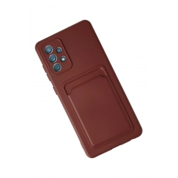 Samsung Galaxy A72 Kılıf Kelvin Kartvizitli Silikon - Bordo