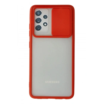 Samsung Galaxy A72 Kılıf Palm Buzlu Kamera Sürgülü Silikon - Kırmızı