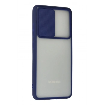 Samsung Galaxy A72 Kılıf Palm Buzlu Kamera Sürgülü Silikon - Lacivert