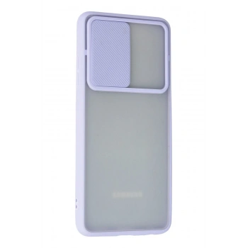 Samsung Galaxy A72 Kılıf Palm Buzlu Kamera Sürgülü Silikon - Lila