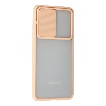 Samsung Galaxy A72 Kılıf Palm Buzlu Kamera Sürgülü Silikon - Pembe