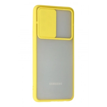 Samsung Galaxy A72 Kılıf Palm Buzlu Kamera Sürgülü Silikon - Sarı
