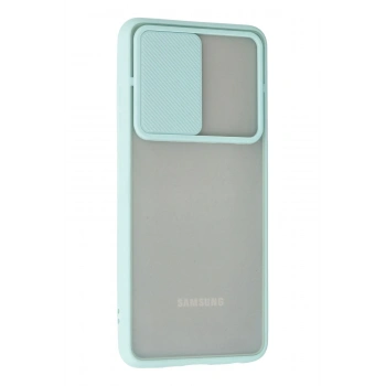 Samsung Galaxy A72 Kılıf Palm Buzlu Kamera Sürgülü Silikon - Turkuaz