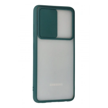 Samsung Galaxy A72 Kılıf Palm Buzlu Kamera Sürgülü Silikon - Yeşil
