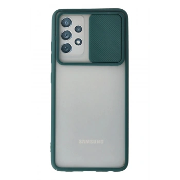 Samsung Galaxy A72 Kılıf Palm Buzlu Kamera Sürgülü Silikon - Yeşil