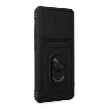 Samsung Galaxy A72 Kılıf Pars Lens Yüzüklü Silikon - Siyah