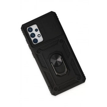 Samsung Galaxy A72 Kılıf Pars Lens Yüzüklü Silikon - Siyah