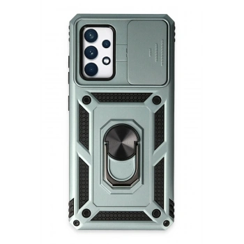 Samsung Galaxy A72 Kılıf Pars Lens Yüzüklü Silikon - Yeşil