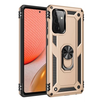 Samsung Galaxy A72 Kılıf Sofya Yüzüklü Silikon Kapak - Gold