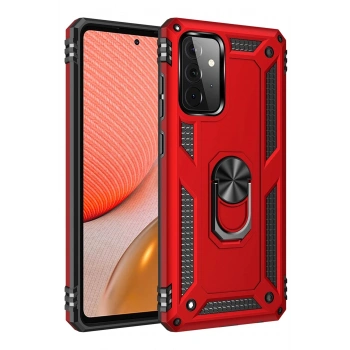 Samsung Galaxy A72 Kılıf Sofya Yüzüklü Silikon Kapak - Kırmızı