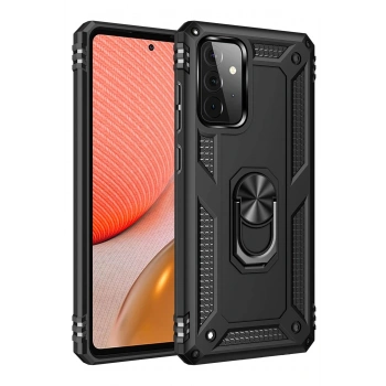 Samsung Galaxy A72 Kılıf Sofya Yüzüklü Silikon Kapak - Siyah