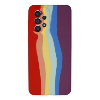 Samsung Galaxy A73 5G Kılıf Ebruli Lansman Silikon - Kırmızı-Mor