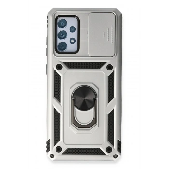 Samsung Galaxy A73 5G Kılıf Pars Lens Yüzüklü Silikon - Gümüş