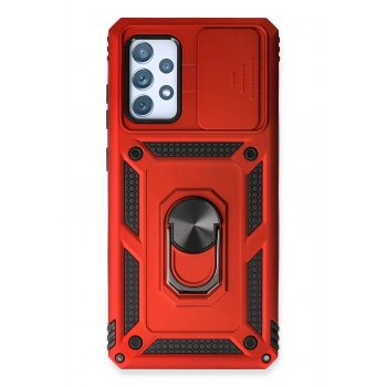 Samsung Galaxy A73 5G Kılıf Pars Lens Yüzüklü Silikon - Kırmızı