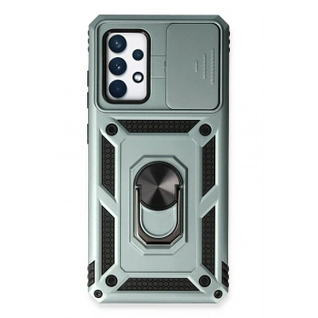 Samsung Galaxy A73 5G Kılıf Pars Lens Yüzüklü Silikon - Yeşil