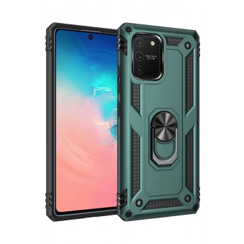 Samsung Galaxy A91 / S10 Lite Kılıf Sofya Yüzüklü Silikon Kapak - Yeşil