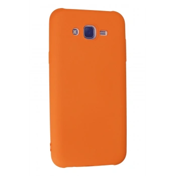 Samsung Galaxy J7 Kılıf Nano içi Kadife Silikon - Turuncu