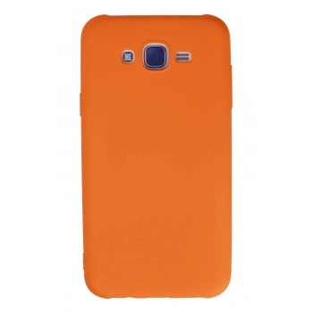 Samsung Galaxy J7 Kılıf Nano içi Kadife Silikon - Turuncu
