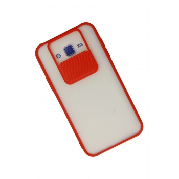 Samsung Galaxy J7 Kılıf Palm Buzlu Kamera Sürgülü Silikon - Kırmızı