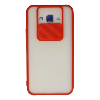 Samsung Galaxy J7 Kılıf Palm Buzlu Kamera Sürgülü Silikon - Kırmızı