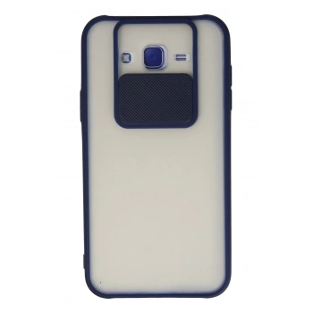 Samsung Galaxy J7 Kılıf Palm Buzlu Kamera Sürgülü Silikon - Lacivert