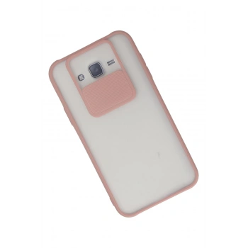 Samsung Galaxy J7 Kılıf Palm Buzlu Kamera Sürgülü Silikon - Pembe
