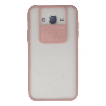 Samsung Galaxy J7 Kılıf Palm Buzlu Kamera Sürgülü Silikon - Pembe