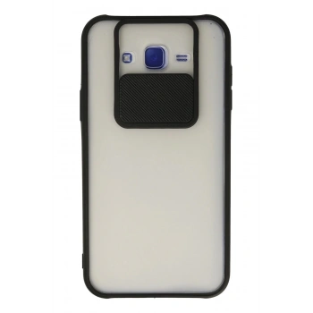 Samsung Galaxy J7 Kılıf Palm Buzlu Kamera Sürgülü Silikon - Siyah