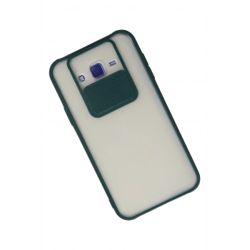 Samsung Galaxy J7 Kılıf Palm Buzlu Kamera Sürgülü Silikon - Yeşil