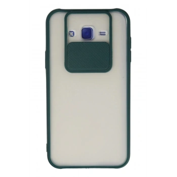Samsung Galaxy J7 Kılıf Palm Buzlu Kamera Sürgülü Silikon - Yeşil