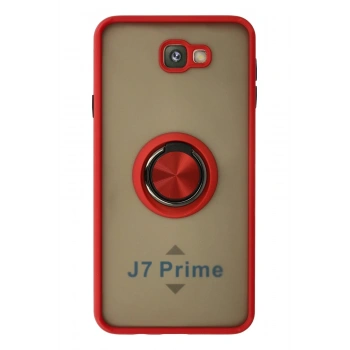 Samsung Galaxy J7 Prime Kılıf Montreal Yüzüklü Silikon Kapak - Kırmızı