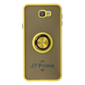 Samsung Galaxy J7 Prime Kılıf Montreal Yüzüklü Silikon Kapak - Sarı