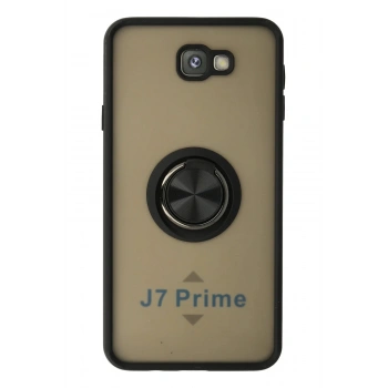 Samsung Galaxy J7 Prime Kılıf Montreal Yüzüklü Silikon Kapak - Siyah
